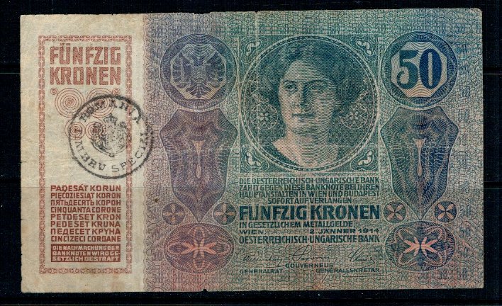 Austro-Ungaria 1914(1919) - 50 coroane stampila Bucovina, uzata