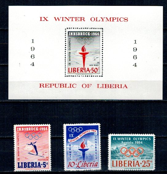 Liberia 1963 - Jocurile Olimpice de iarna, serie+colita neuzata