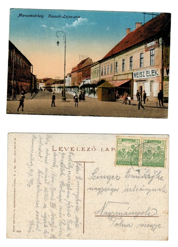 Targu Mures 1917 - Strada Kossuth, magazinul Weisz Elek, ilustra