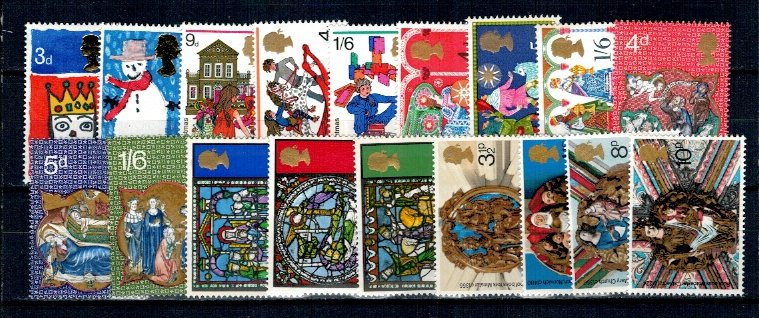 Marea Britanie 1966-1974 - Lot timbre tematica Craciun, serii ne