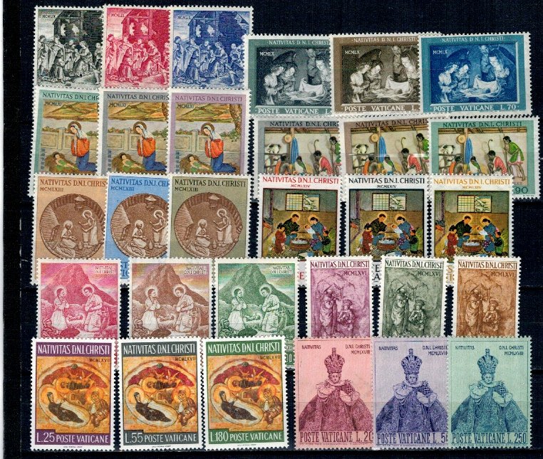 Vatican 1959-1968 - Lot timbre neuzate, tematica Craciun, serii