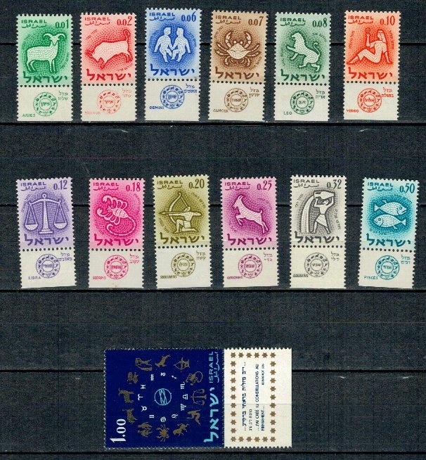 Israel 1961 - Zodiac, uzuale, serie neuzata cu tab