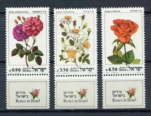 Israel 1981 - Flori, trandafiri, serie neuzata cu tab