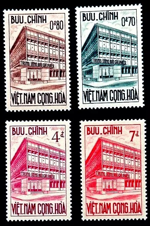 Vietnam Sud 1962 - Cladirea postei din Saigon, serie neuzata