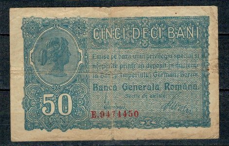 Romania 1917 - 50 bani, ocupatia germana, circulata