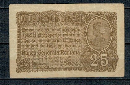 Romania 1917 - 25 bani, ocupatia germana, circulata