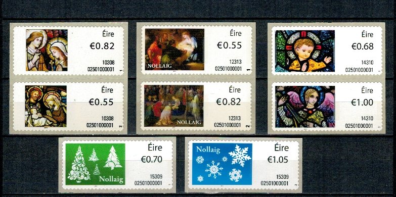 Irlanda 2010-2015 - Tematica Craciun, lot timbre autocolante neu