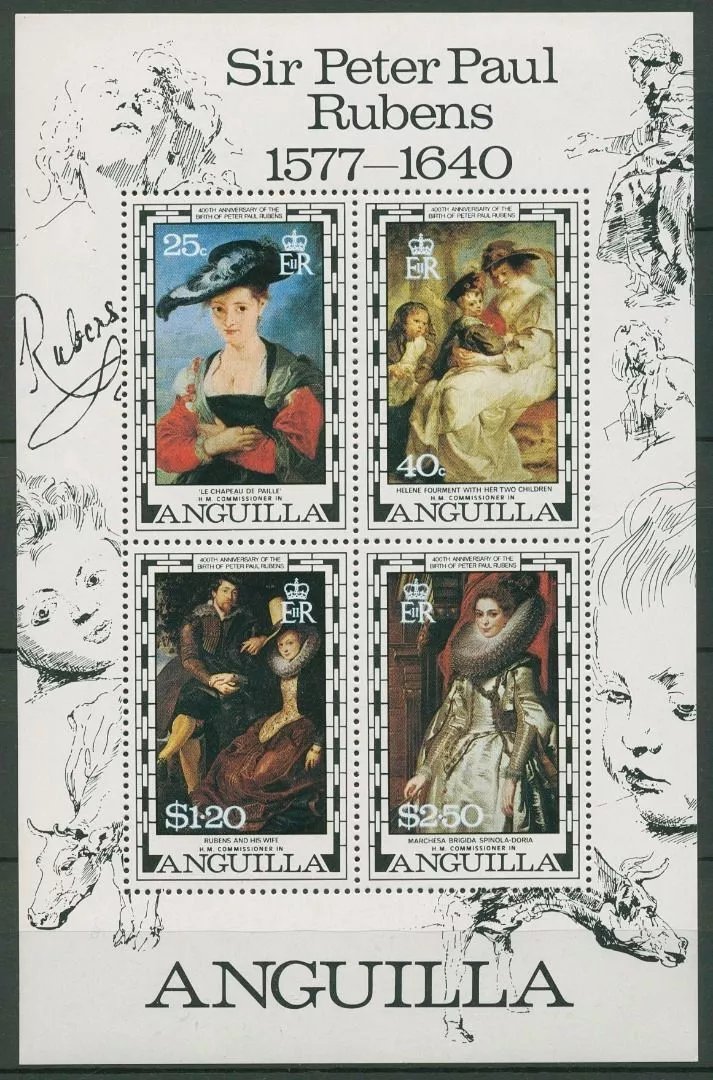 Anguilla 1977 - Rubens, pictura, arta, colita neuzata