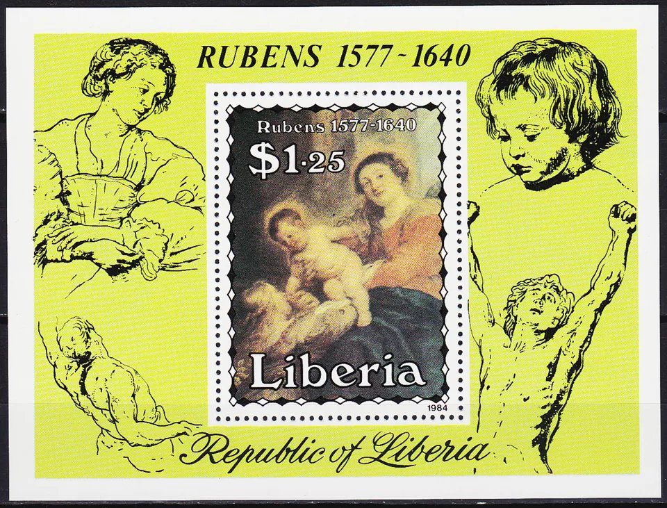 Liberia 1984 - Picturi, Rubens, arta, colita neuzata