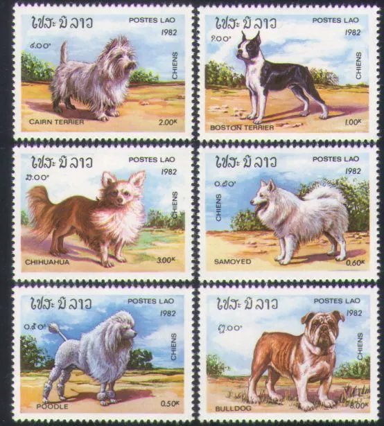 Laos 1982 - Caini, serie neuzata