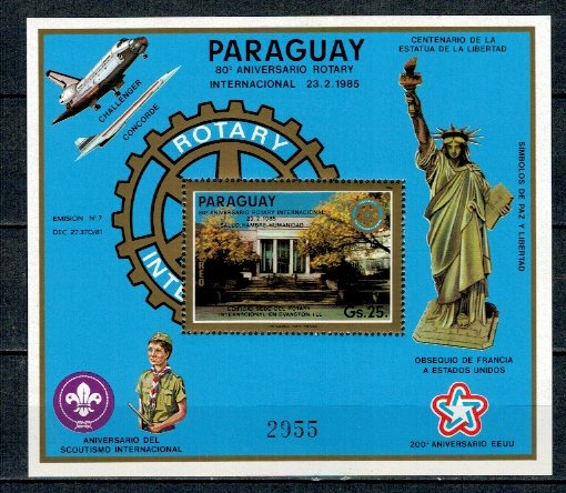 Paraguay 1985 - Rotary, colita neuzata