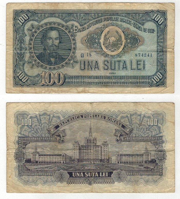 Romania 1952 - 100 lei, uzata