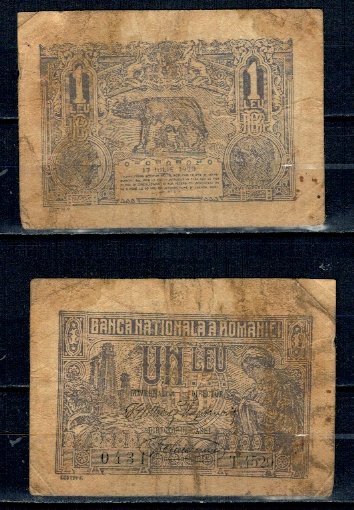 Romania 1920 - 1 leu, uzat