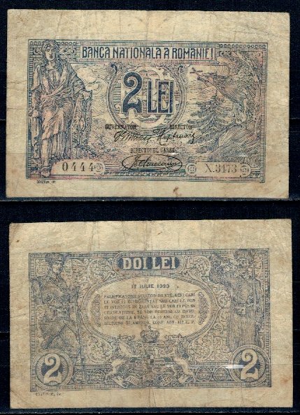 Romania 1920 - 2 lei, uzat