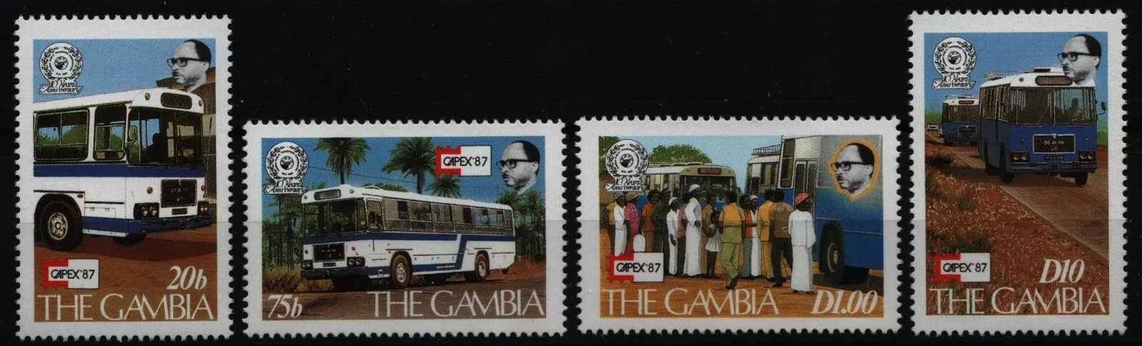 Gambia 1987 - Transport, autobuze, serie neuzata