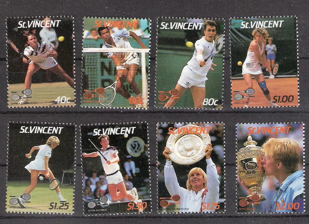 St Vincent 1987 - Tenis, Wimbledon, sport, serie neuzata