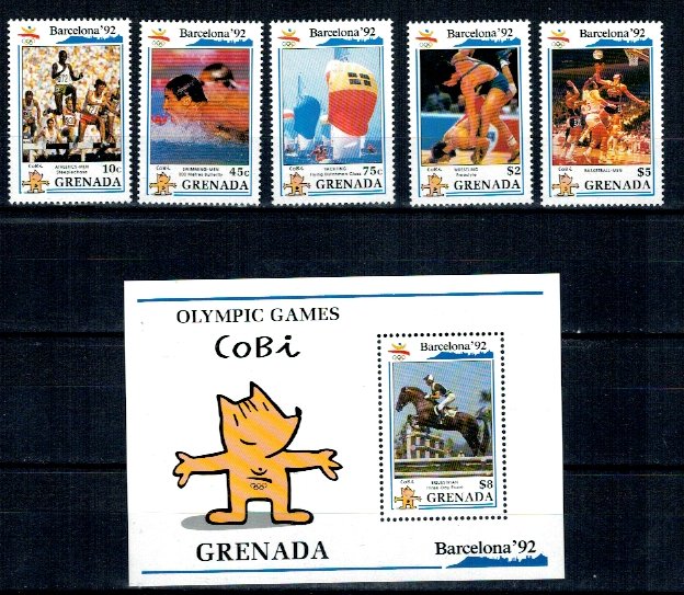 Grenada 1992 - Jocurile Olimpice, serie incompl. si colita neuza