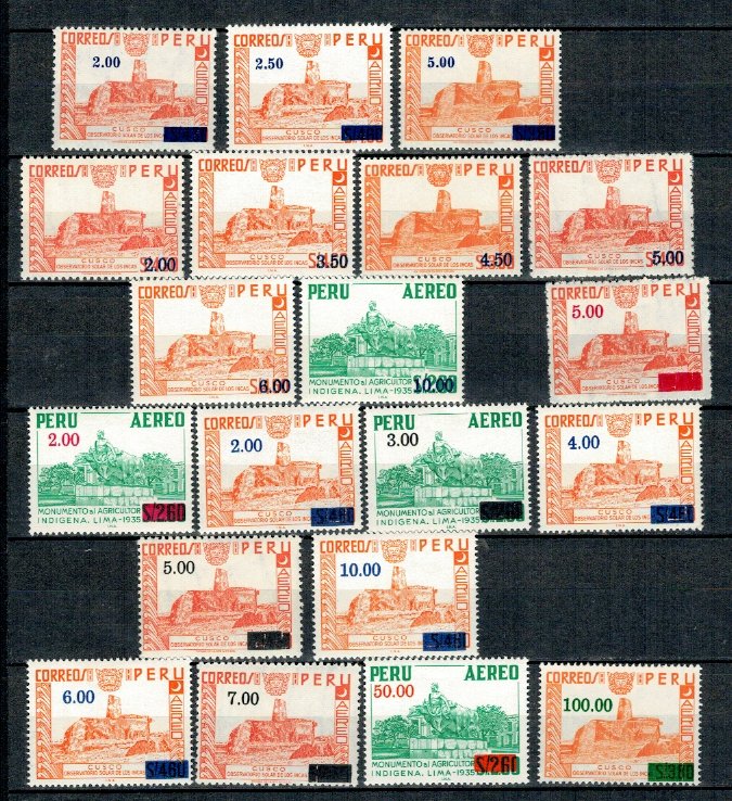 Peru 1975-1977 - Uzuale, cu supratipar, serii neuzate