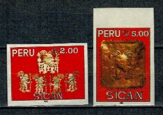 Peru 1993 - Arheologie, cultura Sican I, serie timbre autocolan