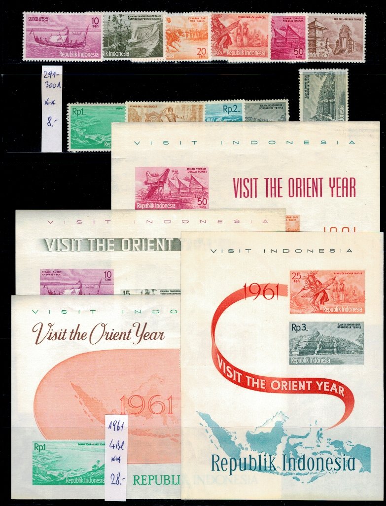 Indonesia 1961 - Turism, vederi, serie+colite nestampilate