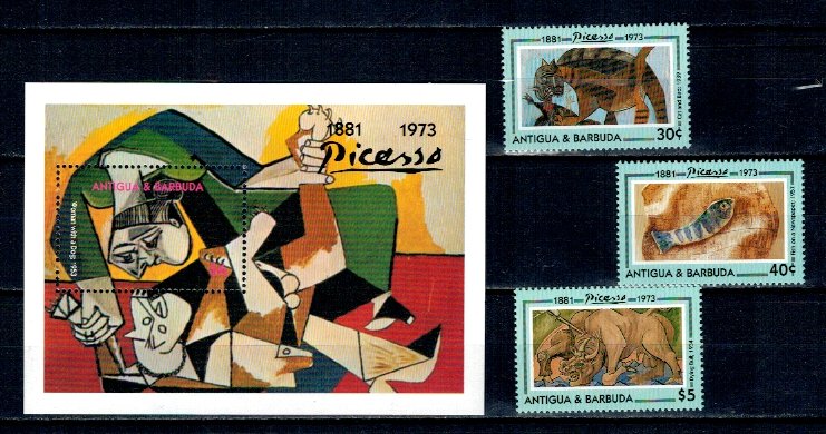 Antigua Barbuda 1993 - Picturi, Picasso, serie+colita neuzata