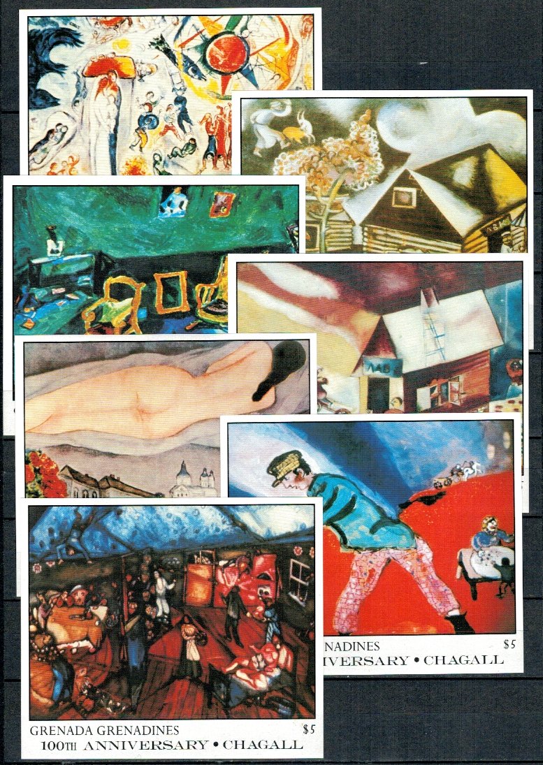 Grenada Grenadines 1986 - Picturi, Chagall, 7 colite neuzate