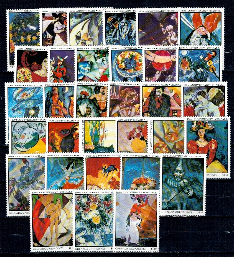 Grenada Grenadines 1986 - Picturi, Chagall, serie inc. neuzata