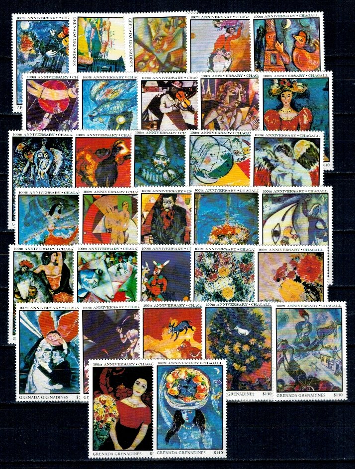 Grenada Grenadines 1986 - Picturi, Chagall, serie inc. neuzata