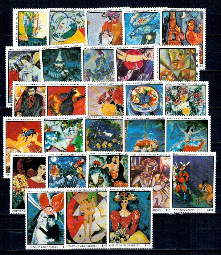 Grenada Grenadines 1986 - Picturi, Chagall, serie inc. neuzata