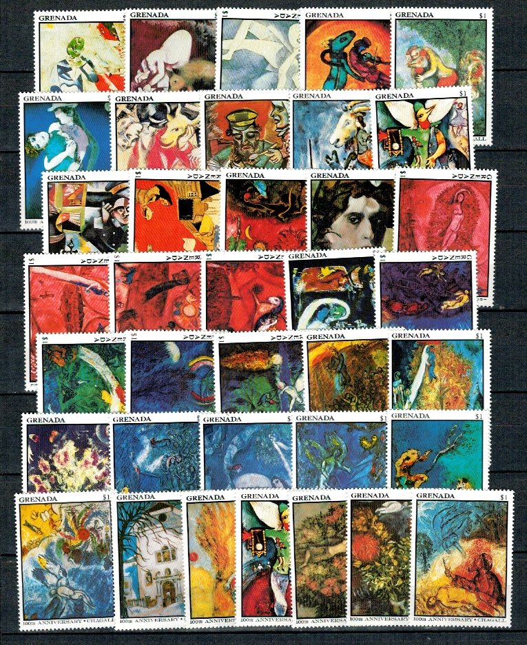 Grenada 1986 - Picturi, Chagall, serie incompl. neuzata