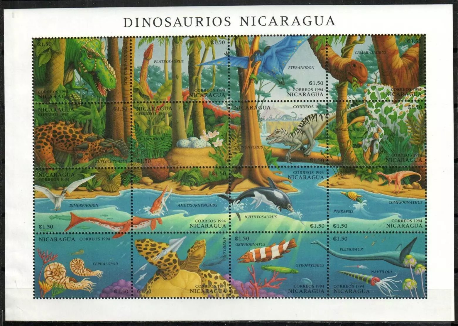 Nicaragua 1984 - Fauna preistorica, bloc neuzat