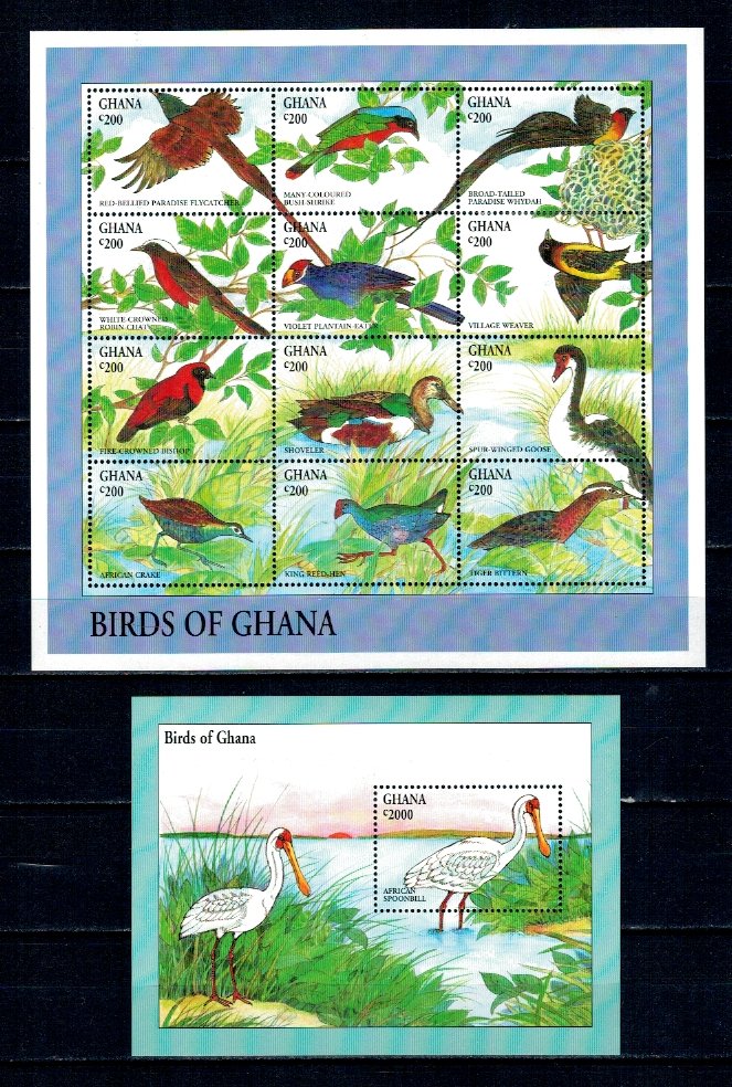 Ghana 1994 - Pasari, fauna, colita+bloc neuzat