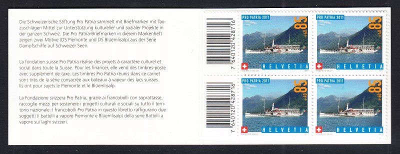 Elvetia 2011 - Pro Patria, vapoare, carnet filatelic neuzat