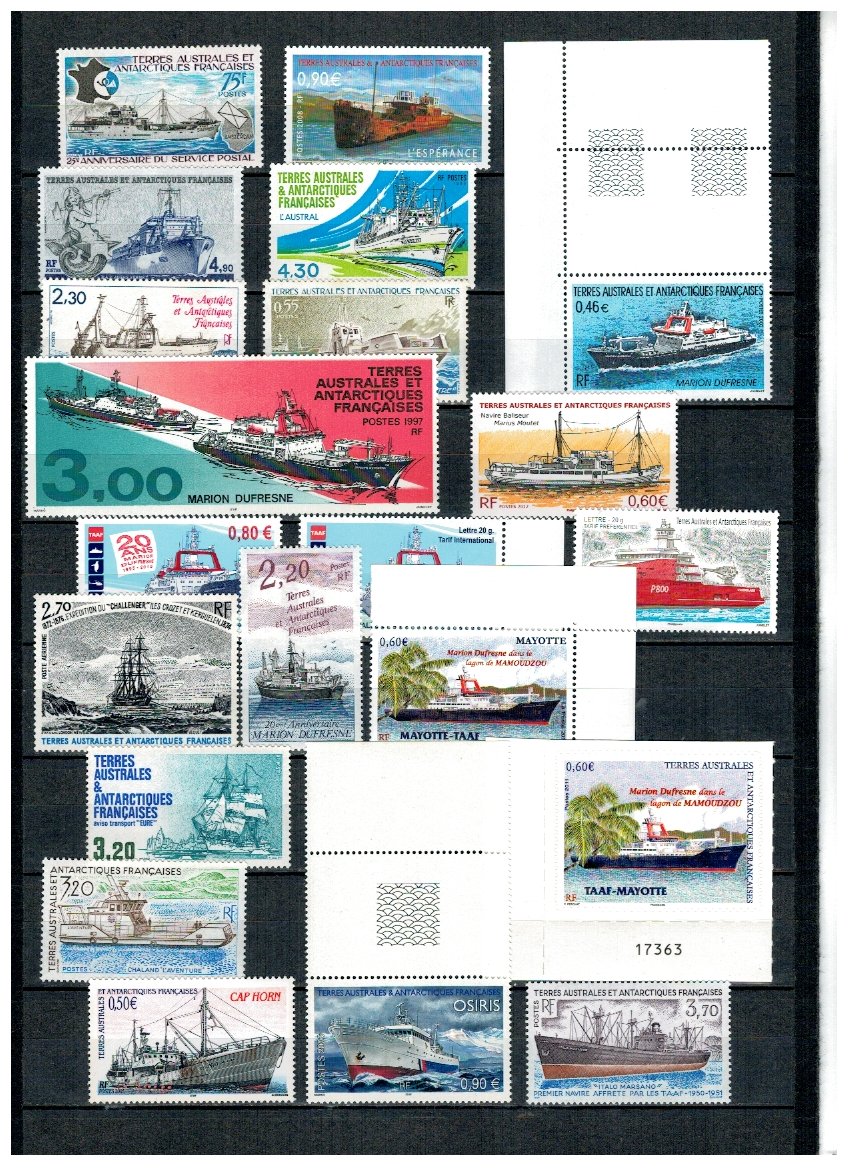 French South and Antarctic - Lot timbre cu vapoare, neuzate