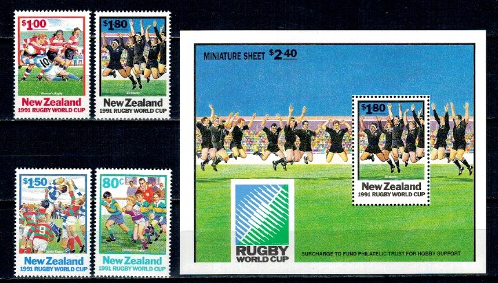 New Zealand 1991 - Rugby, serie+colita neuzata