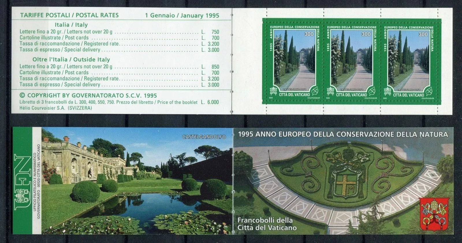 Vatican 1995 - Gradini, carnet filatelic neuzat