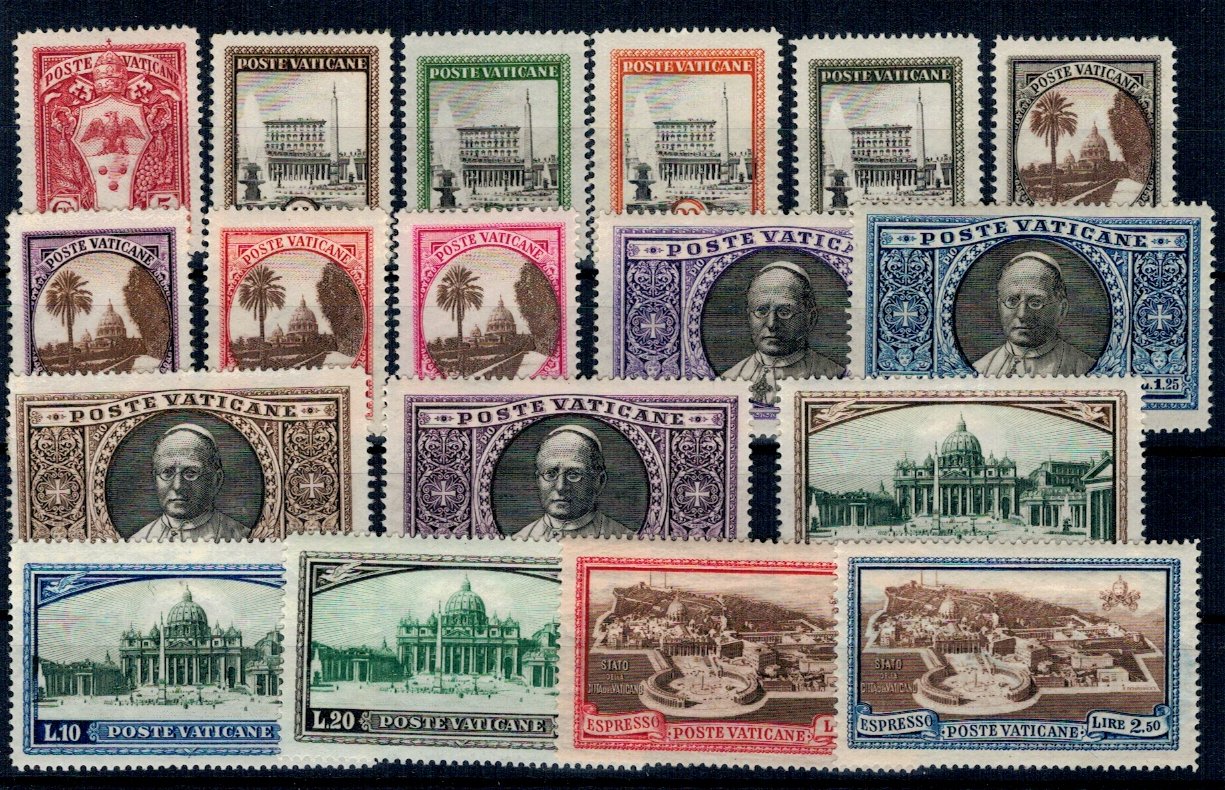 Vatican 1933 - Uzuale, cladiri, Papa Pius XI, serie neuzata