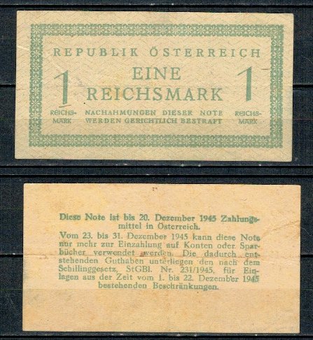 Austria 1945 - 1 Reichsmark, Zona de Ocupatie, circulata