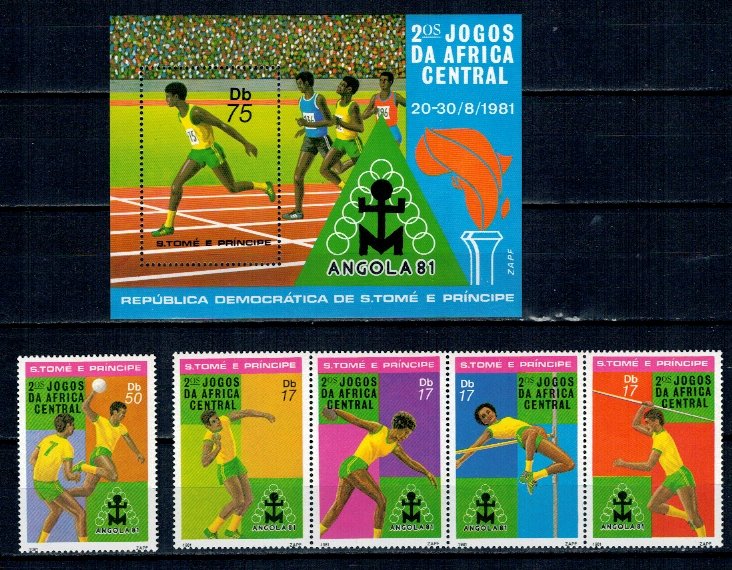 Sao Tome 1981 - Sport, serie+colita neuzata