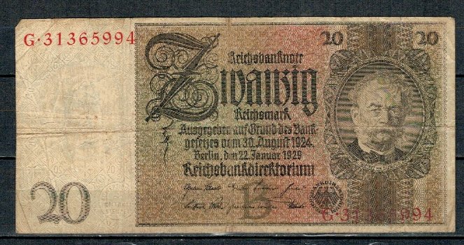 Germania 1929 - 20 Reichsmark, uzata