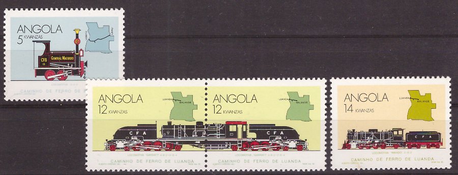 Angola 1990 - Caile ferate, trenuri, serie neuzata