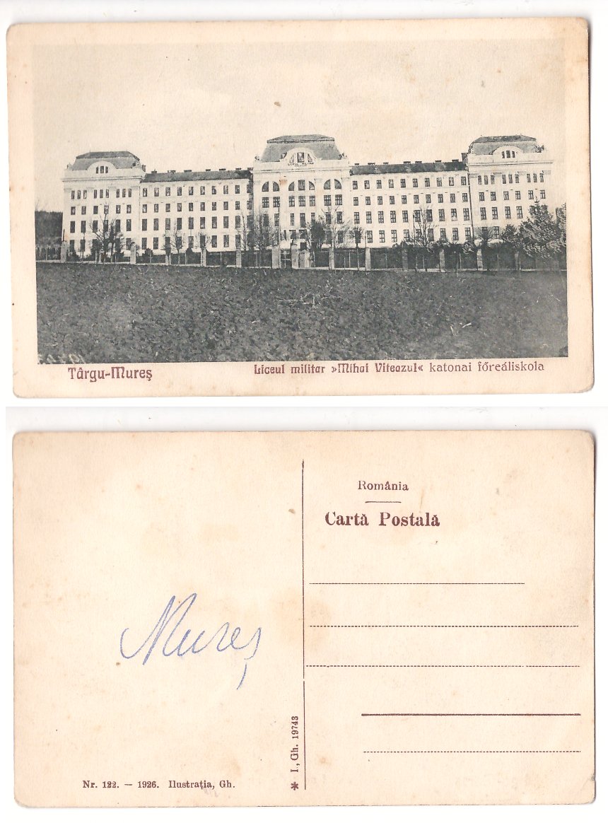Targu Mures 1926 - Liceul militar, ilustrata necirculata