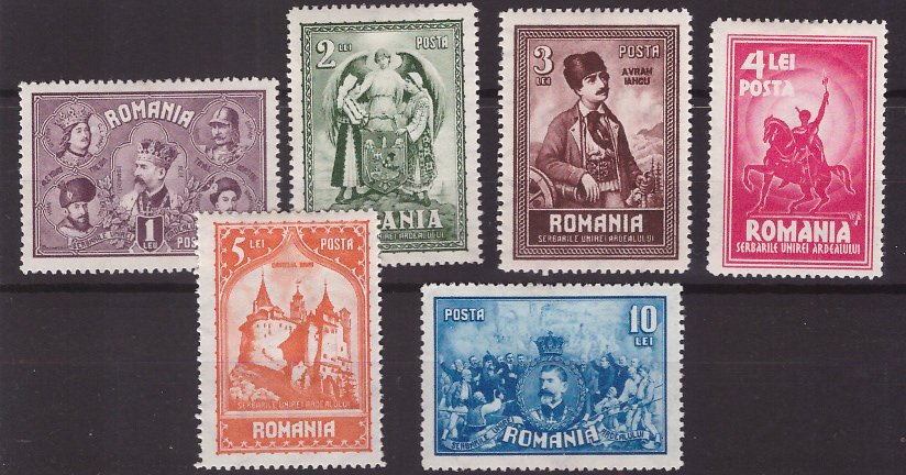 1929 - 10 ani de la unirea Transilvaniei, serie nestampilata cu