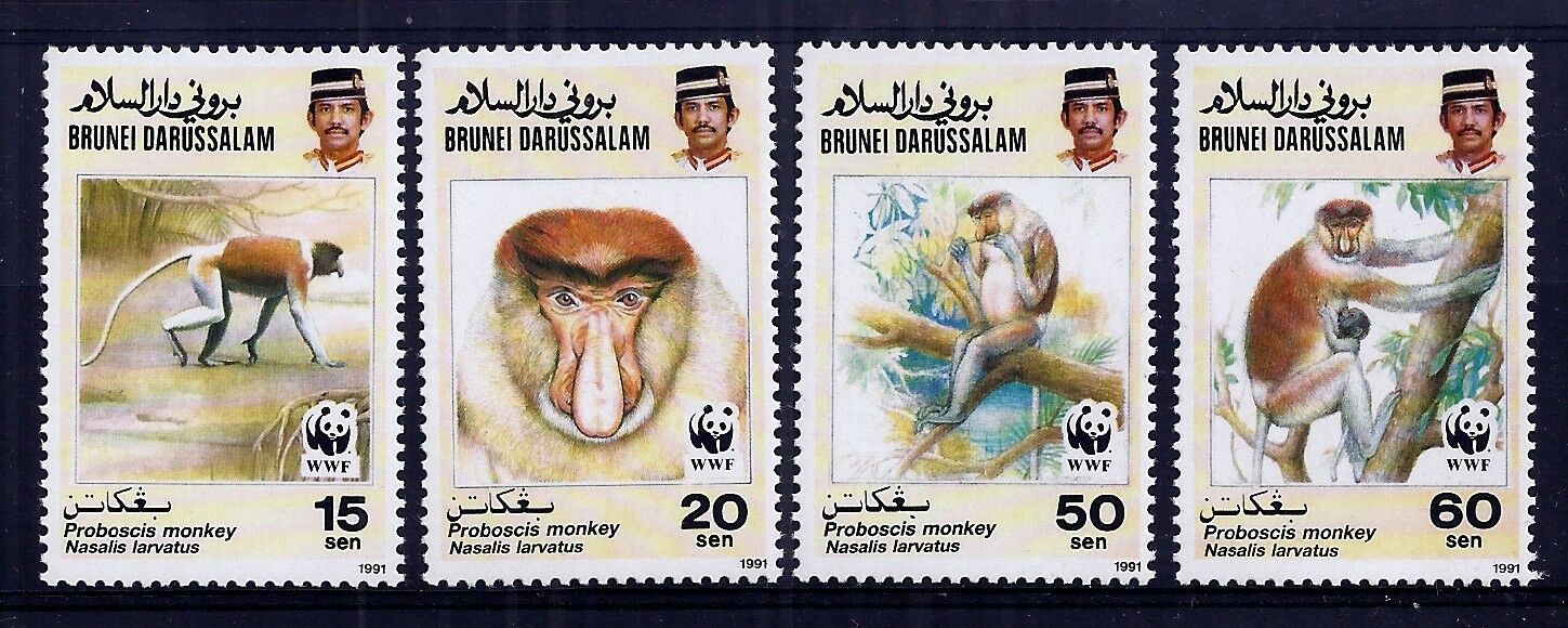 Brunei 1991 - Fauna WWF, maimute, serie neuzata