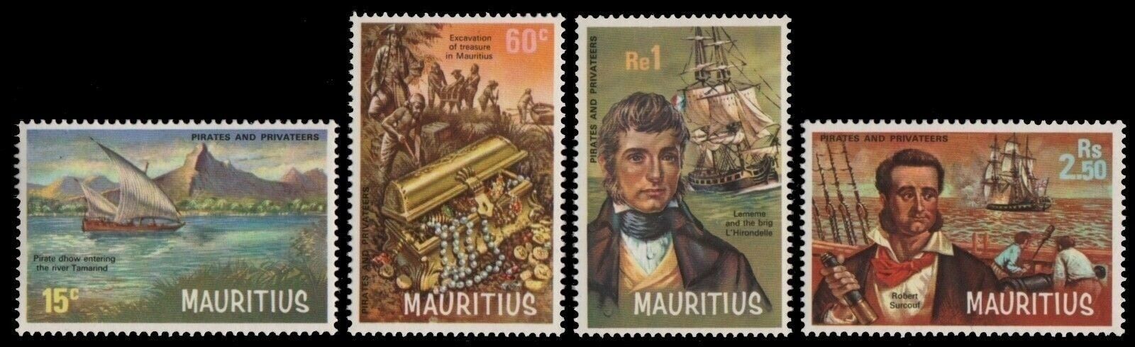 Mauritius 1972 - Pirati, vapoare, serie neuzata