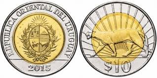 Uruguay 2015 - 10 pesos, puma, bimetal, UNC