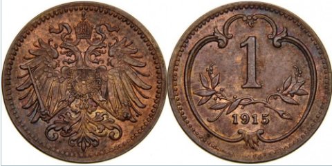 Austria 1915 - 1 heller aUNC