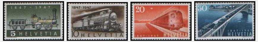 Elvetia 1947 - Centenarul cailor ferate, serie neuzata