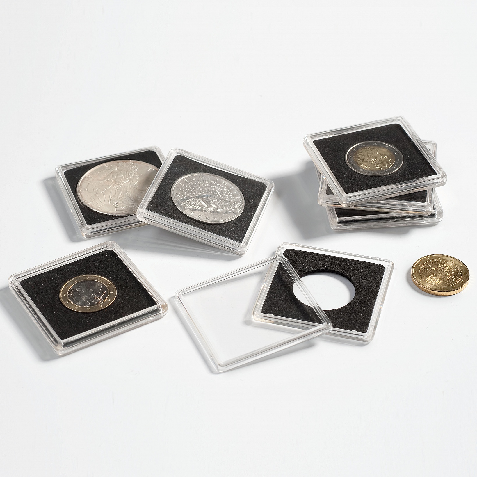 Capsule pentru monede QUADRUM, 18mm, cutie 10buc.